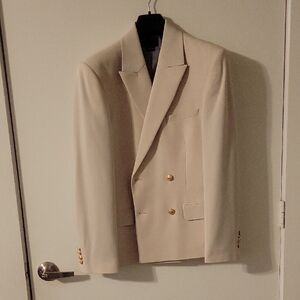 ASOS Cream Double-Breasted Blazer with Gold Buttons